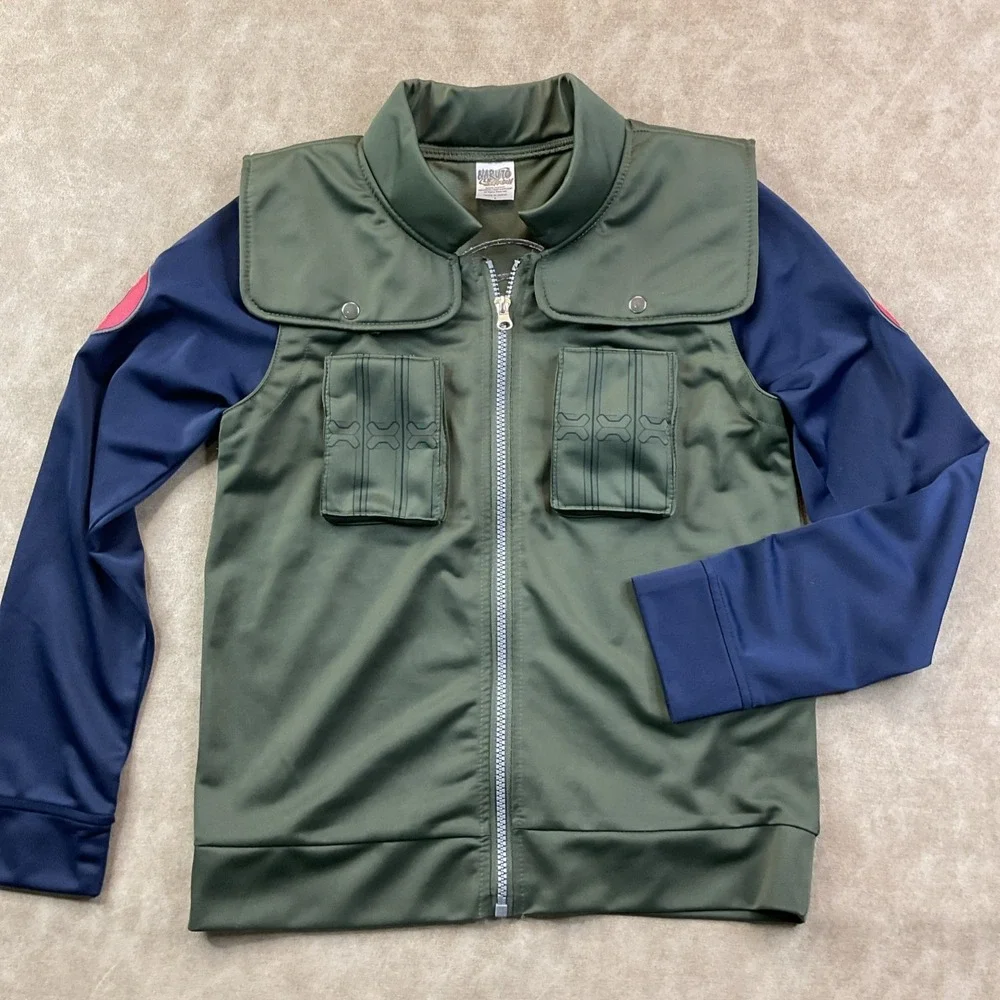Naruto Shippuden Track Jacket Boys Sz L Anime Cosplay Zip Up Green Y2K Spirit